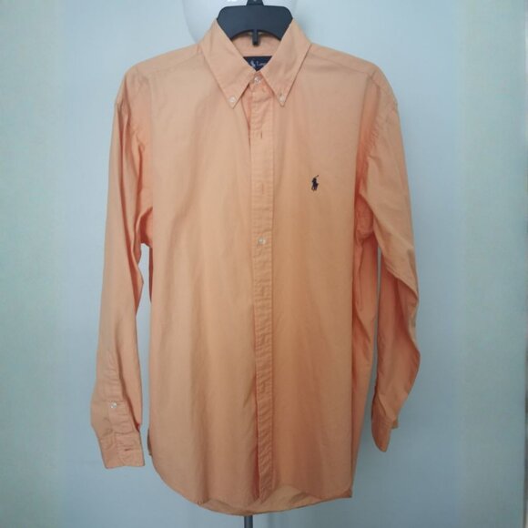 Polo Ralph Lauren M Orange Dress Shirt Blake 100% Two-Ply Cotton - Picture 1 of 8